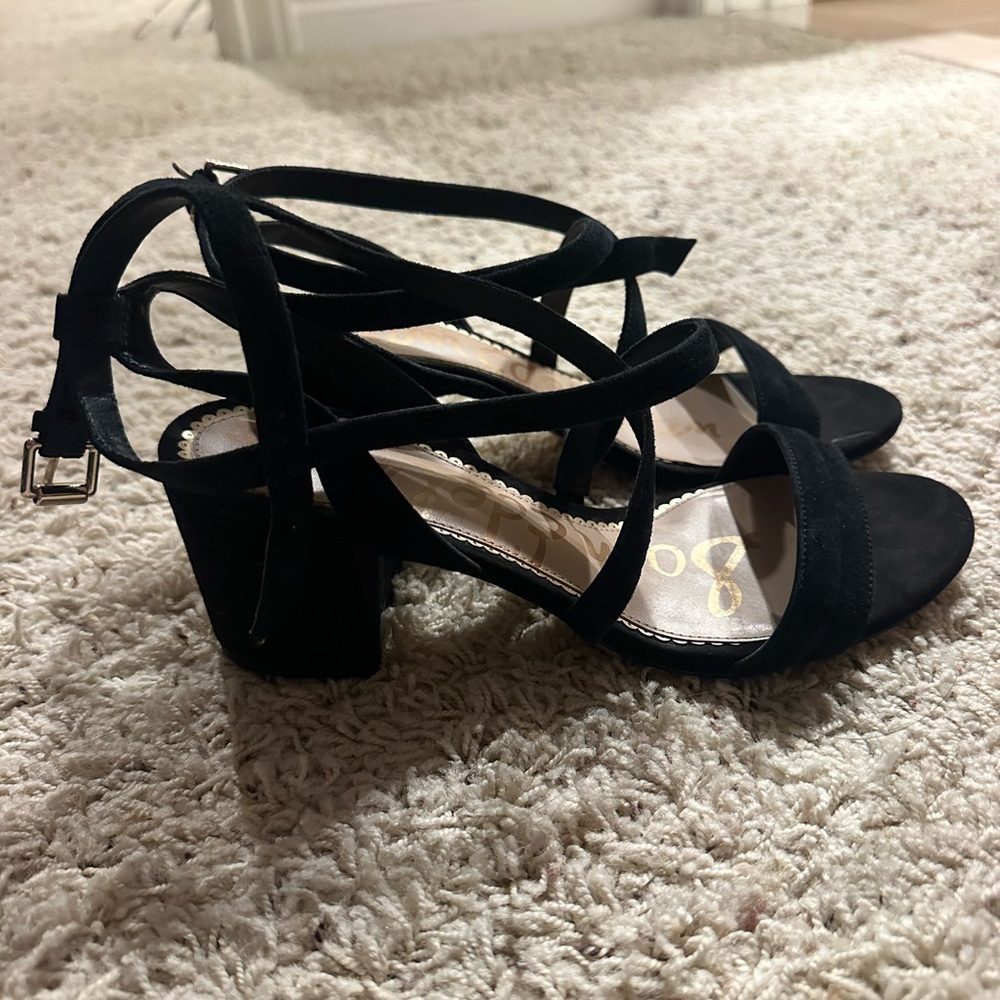 Sam Edelman Black Suede Strappy Heels